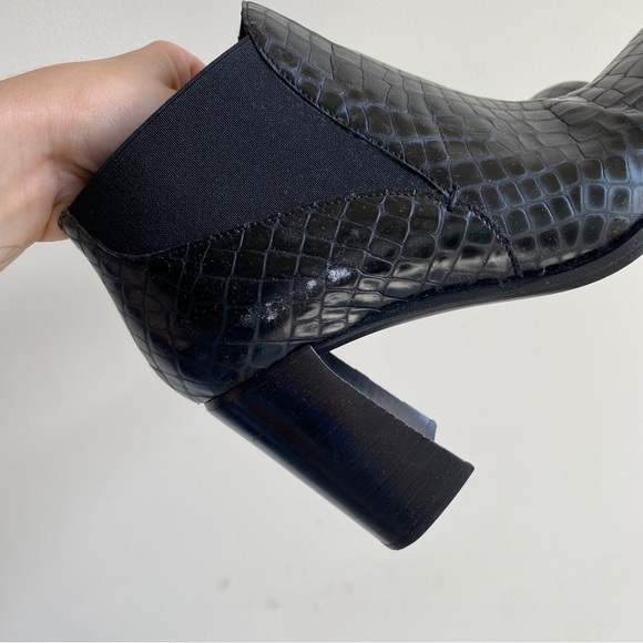 Via Spiga Black Croc Leather Ankle Boots - Picture 6 of 9